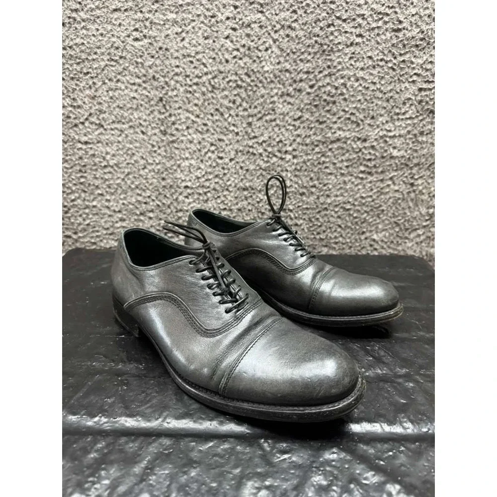 John Varvatos Freeman Raw Handmade Leather Oxford‎ Shoes Black Mens Size 9